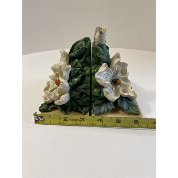Magnolia Blossom Bookends Heavy Resin Bookends ‎ White Flowers Home Decor - Picture 7 of 10